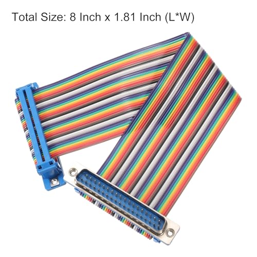 MECCANIXITY IDC Rainbow Wire Flat Ribbon Cable DB37 Male to DB37 Female 8 Inch Length 2.54mm Pitch Breadboard Jumper Wires for Electronic Projects - size: 8 Inch, style: DB37 Male to DB37 Female