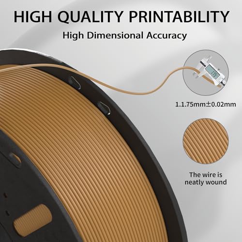 PLA+ Filament 1.75mm Brown 1kg,Dimensional Accuracy +/- 0.02mm - color: Brown