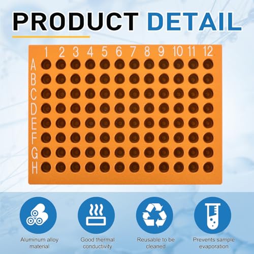 PATIKIL Microcentrifuge Tube Rack Cooler, Aluminum, Gold, 96 Wells - color: Gold, size: 96 Wells