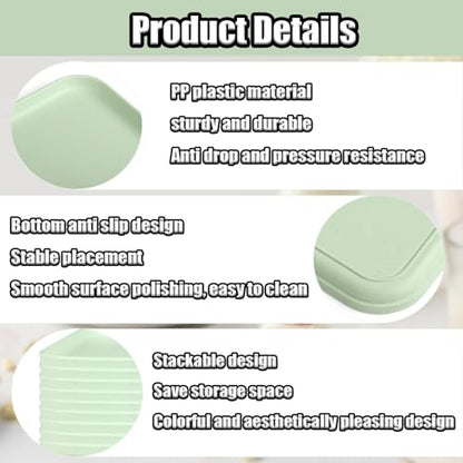 Plastic Serving Trays, 12 Pack Cafeteria Trays Plastic Fast Food Tray for DIY Projects, Painting, Beads, Organizing Supply, 9.4 X 6.7 X 0.6 Inches (Light Green) - color: Light Green