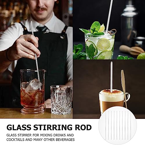 10Pcs Glass Stirring Rod 9.8" Length High Temperature Resistant Stir Rod Mixing Tools for Hot Cold Beverages Cocktails Drinks Mixtures - size: 6x250mm
