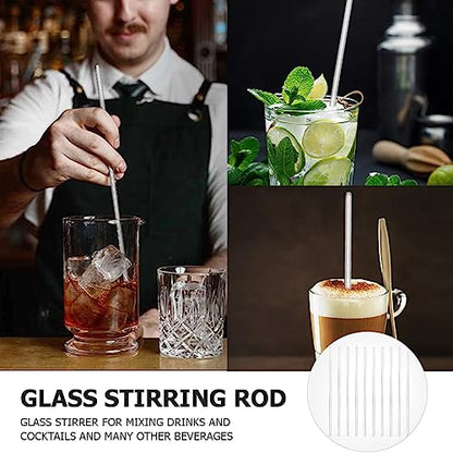 10Pcs Glass Stirring Rod 9.8" Length High Temperature Resistant Stir Rod Mixing Tools for Hot Cold Beverages Cocktails Drinks Mixtures - size: 6x250mm