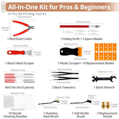 KAMTOP 46-Piece 3D Printer Tool Kit, All-in-One 3D Printing Accessories