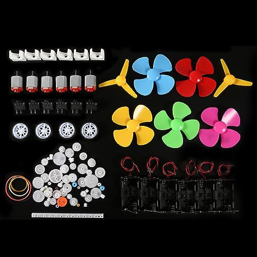 6 Sets DC Motors Kit Mini Electric Hobby Motor 3V -12V 25000RPM with Plastic Gears 2X AA Battery Holder Boat Rocker Switch Shaft Propeller for DIY Science Projects