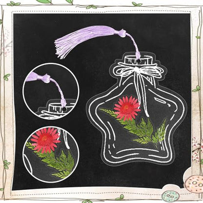 Bookmark Making Kit, Kaluofan 103PCS Transparent Dried Flower Bookmark Kit for School, Come with Dried Flowers Tassels and Tweezer - color: L000, size: 100PCS