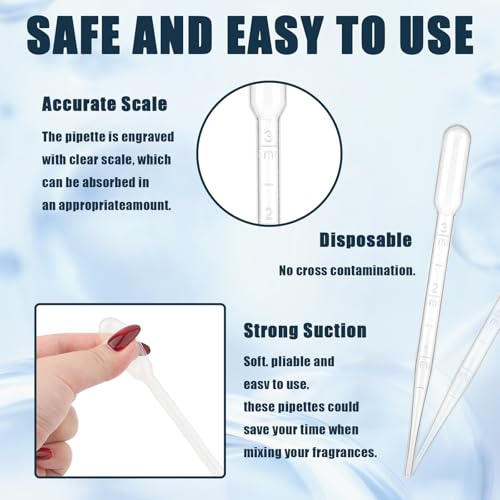 30PCS 3ML Dropper Pipettes Essential Oil Transfer, Disposable Plastic Pipette Eye Dropper for Science Experiments, Crafting, Makeup Tool