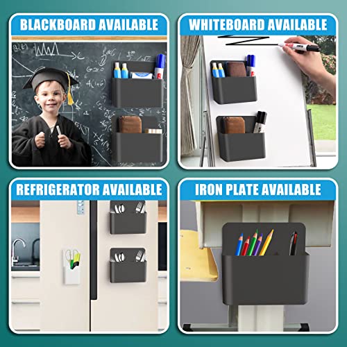 noonebutyou 2 Pcs Magnetic Marker Holder Dry Erase Marker Holder Wall Mount Self Adhesive Pen Holder Magnetic Marker Cup Holders for Whiteboard, Fridge, Home Office School (Black - color: Black & 2pcs
