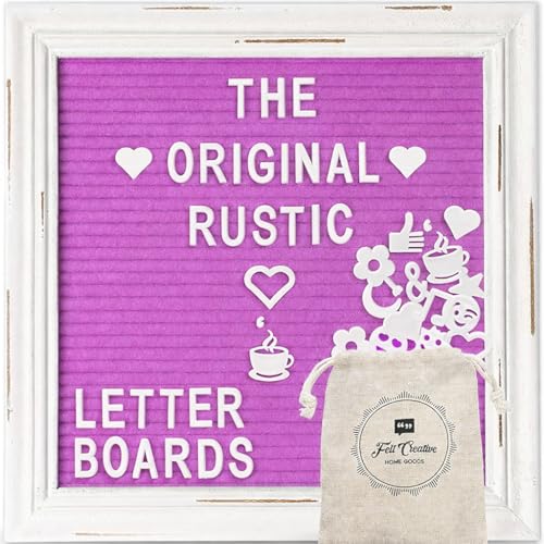 Purple Felt Letter Board Back to School Sign with Rustic Wood White Frame - Farmhouse Letter Board Sign with Stand - Baby Announcement 10x10 Felt Changeable Messages with 350 Set - color: Lilac, size: 10x10 inches