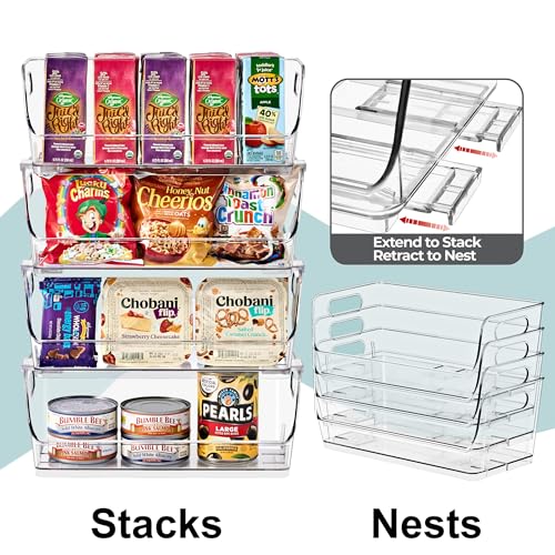 Sorbus Clear Pantry Organizer with Stackable Storage Bins, Open Front - size: Small Wide, style: 6 Pack