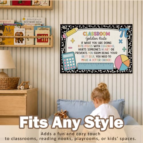 Math Classroom Golden Rule Decor Canvas Wall Hanging Banner - color: 03-Classroom Golden Rule - Math Theme