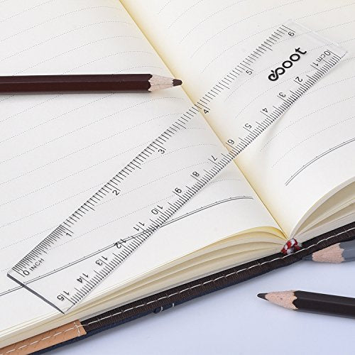 EBOOT 2 Pcs Clear Plastic Ruler Straight Ruler for School, 6 Inch, 12 Inch - color: Clear, size: 6 Inch,12 Inch