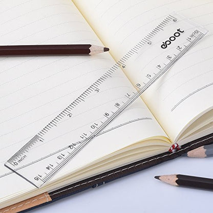 EBOOT 2 Pcs Clear Plastic Ruler Straight Ruler for School, 6 Inch, 12 Inch - color: Clear, size: 6 Inch,12 Inch