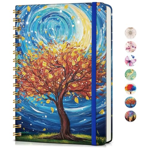 PAPEJOON Lined Spiral Journal Notebook for Women, A5 Cute Hardcover Spiral Journals for Writing, 150 Pages Pretty College Ruled Notebooks for Work & Note Taking, 5.75" x 8.38", Cosmic Tree of Life - color: Cosmic Tree of Life