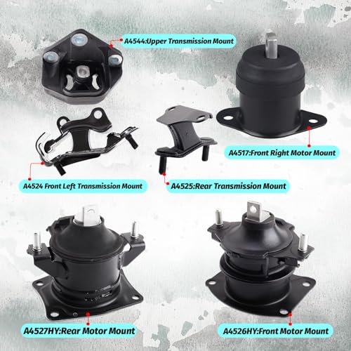 Engine Motor and Transmission Mount Kit Set of 6 - size: 2003-2008 Accord 3.0L