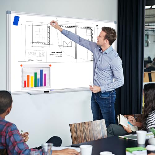 H-Qprobd Whiteboard Dry Erase White Board for Wall 72x40 (2pcs) Magnetic Boards for Office Classroom & Home, Large Wall Whiteboard Including 6 Markers, 20 Magnets, 2 Erasers - size: 72"x40"(2pcs)