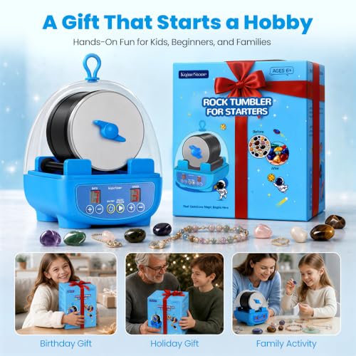 KomeStone K5 Rock Tumbler for Kids & Adults, Quiet Rock Polisher, Ages 6+