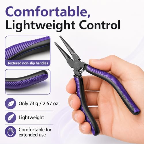 3D Print Support Removal Pliers, Teflon Coated Thin Flat Jaw, Spring Loaded Non-Slip Grip, Rust-Proof Precision Tool for FDM SLA LCD 3D Printers