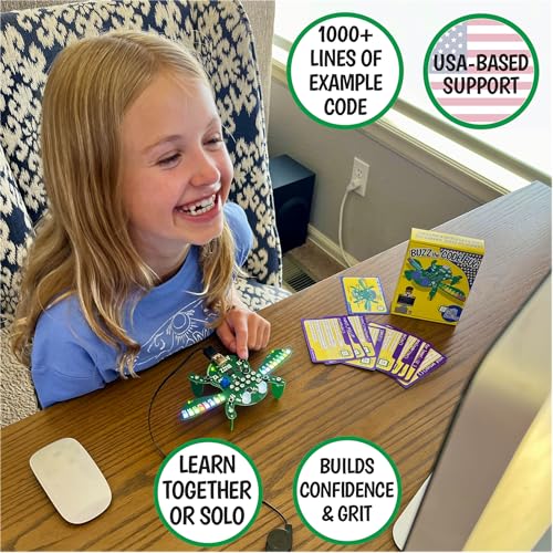 Buzz The Code Bug - Coding & STEM Toy for Kids 8-12+ from Let's Start Coding - Designed in The USA - Great Gift for 2026 - Kids Code Buzz's Features and Interactions While Learning C++
