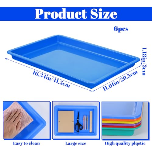 Sibba 6 Pack Multicolor Plastic Art Trays Colorful Activity Crafts Tray