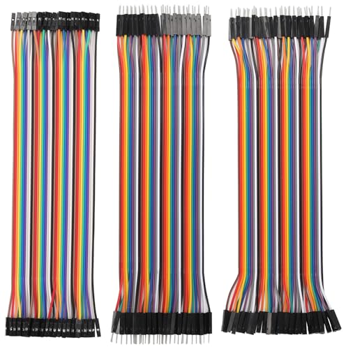 WWZMDiB Breadboard Jumper Wires Compatible with for Arduino Raspberry Pi ESP32 Multicolored Dupont Cable Wire (120 pin Assorted (40pin F-F/40pin M-M/40pin M-F), 8 inches (20cm)) - size: 8 inches (20cm)