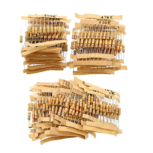 PATIKIL 1Watt 1K-820K Ohm Carbon Film Resistor, 300 Pcs 30 Values Resistors Assortment Kit 5% Tolerance for DIY Projects and Experiments