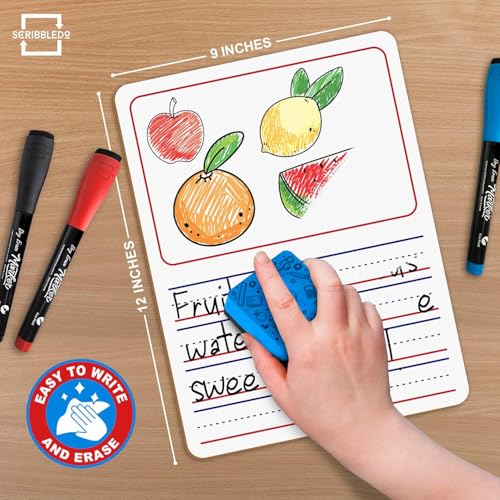 Scribbledo Story Lined Dry Erase Boards 9x12 for Kids Classroom 10 Pack - style: Story Board 10 Pack