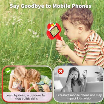 BLACKROOT Microscope for Kids, 2.4" Handheld Digital Pocket Microscope - color: Red