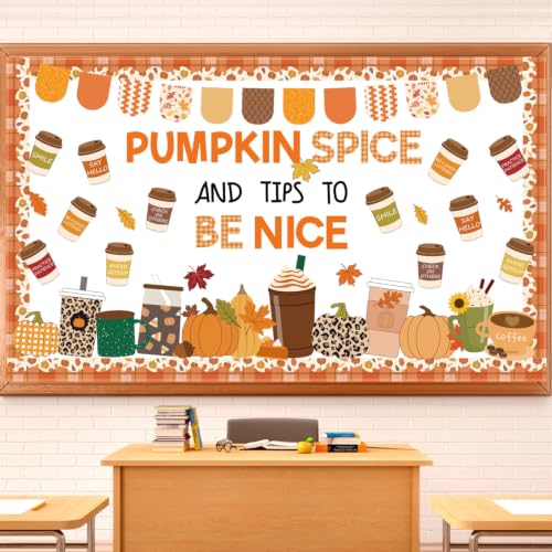 Fall Autumn Bulletin Board Decorations Set Fall Coffee Cup Classroom Decor - color: Fall Pumpkin Juice