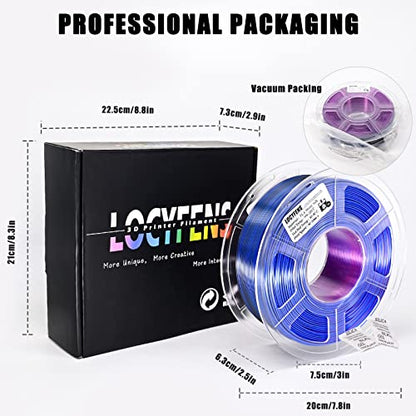 PLA Filament 1.75mm, High Speed Printing Silk PLA 3D Printer Filament, Tri Color Filament Black Purple Blue 1.75 PLA Filament, 3 in 1 Coextrusion 3D Filament PLA 1.75 +/-0.02mm, 1kg/2.2lb - color: Tri-color Black Blue Purple
