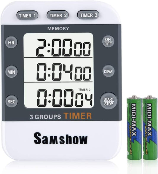 Samshow Digital Kitchen Timer, 3 Channels - color: 382 White