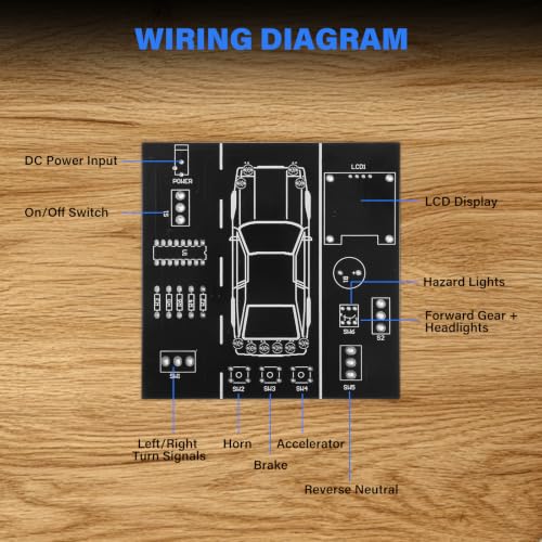 Car Driving Simulation Soldering Practice Kit, DIY Electronics Project Car Driver Simulator Solder Kit with LCD Display & Realistic Lighting Effects for DIY Learning