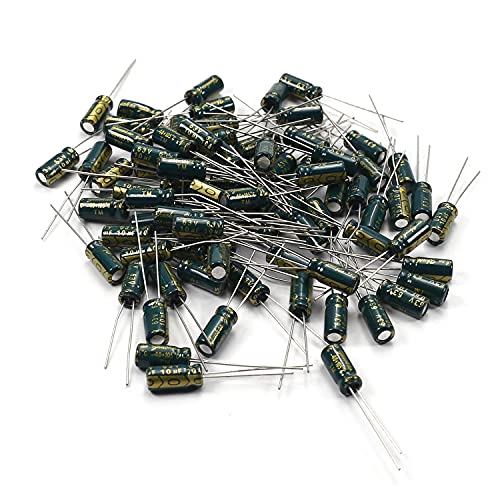 Fielect 80Pcs Aluminum Radial Electrolytic Capacitor 10uF 63V Low ESR Green 5x11mm High Ripple Current,Low Impedance for TV, LCD Monitor, Radio, Stereo, Game - size: 10uF 63V 5x11mm