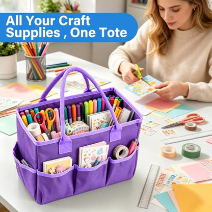 ZKOO Art Craft Organizer Tote Bag, Desktop Tote and Organizer Purple - color: Purple