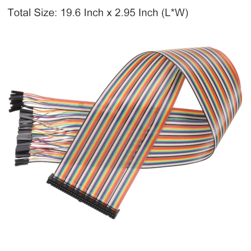 MECCANIXITY 1 Pcs IDC Rainbow Wire Flat Ribbon Cable FC-Female to 60P 19.6 Inch Length 2.54mm Pitch Breadboard Jumper Wires for Electronic Projects - size: 19.6 Inch, style: 60 Pin