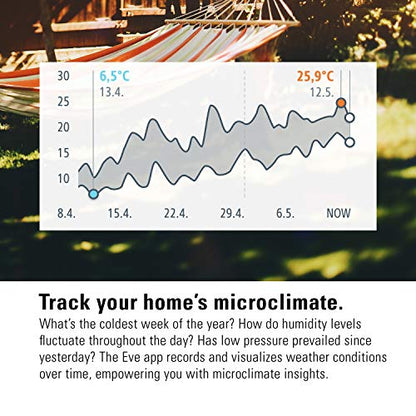 Eve Weather - Apple HomeKit Smart Home, Connected Outdoor Weather Station for Tracking Temperature, Humidity & Barometric Pressure, Precision Sensors, Wireless, Bluetooth and Thread - style: Eve Weather (Apple Home)
