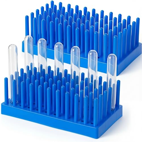 Thyle 2 Pack Blue Plastic Test Tube Drying Rack, 66 Columns Plastic Holder
