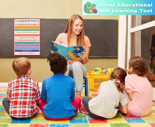 Fsaoor Boho Classroom Rules Poster - 11.8"x16.5" Class Rules Poster Chart for Classroom Decorations Inspirational Posters Motivational Posters for Kindergarten Elementary High School Teacher Supplies - color: Classroom Rules