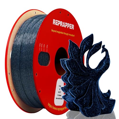 RepRapper Glitter Glow in The Dark Blue 3D Printer Filament, Shiny Galaxy 1KG PLA Filament (2.2lbs) 1.75mm, Sparkle Laser Series 3D Printing Filament for 3D Printer - color: 1 Glitter Glow Blue 1kg