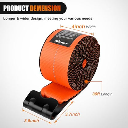 Nilight Truck Straps 4" x 30' Heavy Duty Tie Down with Flat Hooks - color: 4in x 30ft Truck Straps 2PCS Orange