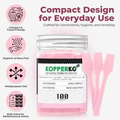 Kopperko Cosmetic Spatulas, 2.5 Inch, 100 Pack, Pink - color: Pink, size: 100 Spatulas