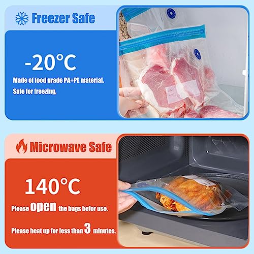 Sous Vide Bags,15pcs Large Size 11.8x13.4in/30x34cm Reusable Vacuum Sealer Bags,BPA Free Zipper Bag,4 Sealing Clips, for Food and 3D Printer Filament Storage - size: 15pcs Large Size 11.8x13.4in/30x34cm