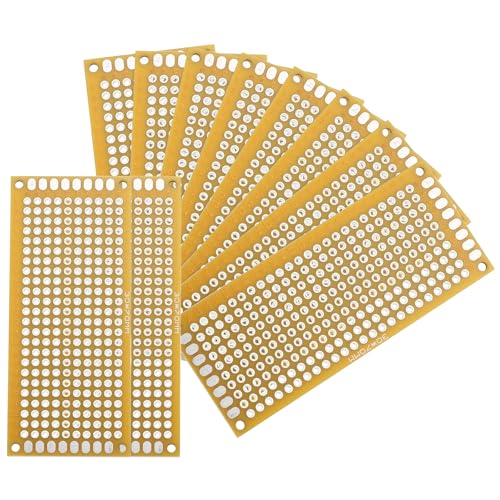 MECCANIXITY 10Pcs Solderable Breadboard, 2.76"x1.18" Double Sided Circuit Board Yellow Tinned PCB Board Small Prototype Board for DIY Electronics Projects Apply to Soldering Projects - color: Yellow Tinned, size: 2.76"x1.18"