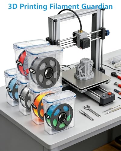 Filament Storage Box 6 Pack with Desiccants, Labels for 3D Printing
