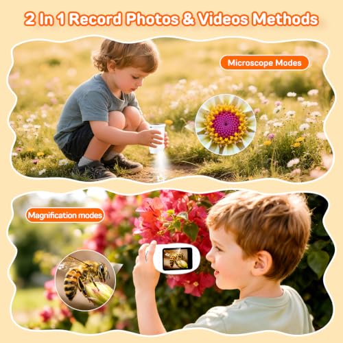 Handheld Microscope for Kids with 2.0" IPS Screen Digital Outdoor Gifts - color: White