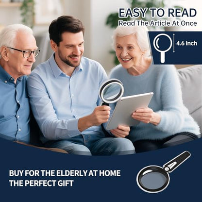 45X Magnifying Glass with Light, Rechargeable LED Magnifier for Reading - color: Black