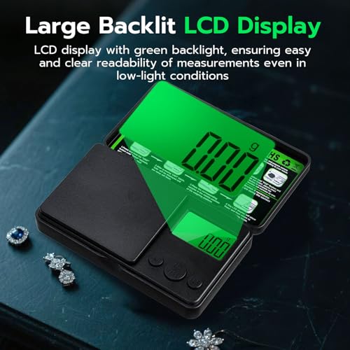 Mcbazel Digital Pocket Gram Scale 500g x 0.01g High Precision Mini Kitchen Scale with LCD Display for Food, Jewelry, Coin, Coffee, Grains, Powder Medicine