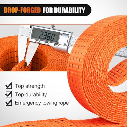 Nilight Tow Strap with Safety Hooks 2”x20’10,000LBS Breaking Strength - color: 2in x 20ft Strap with Hooks