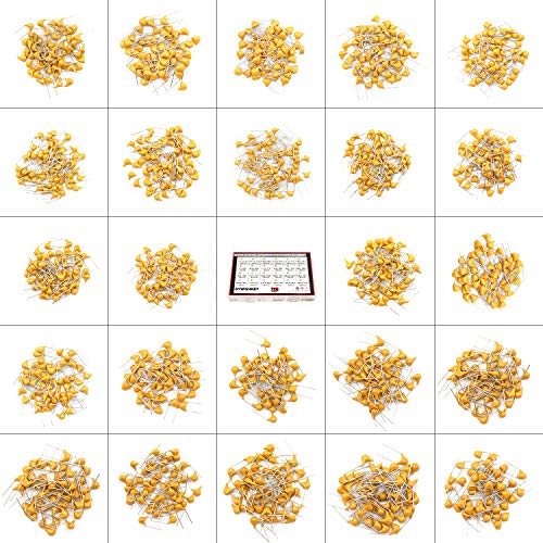 DYWISHKEY 24Value 720PCS DIP Monolithic Multilayer Ceramic Chip Capacitors Assortment Kit, 0.1uF-100nF Ceramic Capacitor Set