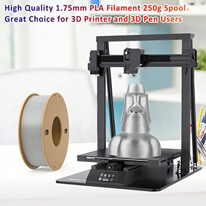 PLA+ 3D Printer Filament 1.75mm No Tangle, Neatly Wound Filament Net Weight 250g Spool, PLA Pro Plus,Silk Silver - color: 250g-silk Silver
