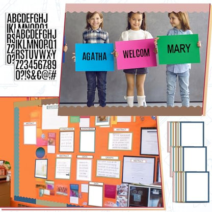 Sinload 92 Pcs Science Fair Board Supplies 60 Trim Scalloped Poster Boards 18 Presentation Subtitles 6 Project Titles 8 Letter Sticker for Classroom Display Boards(Classic Color,Wave) - color: Classic Color, style: Wave